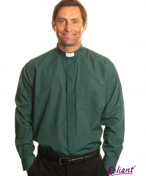 Clerical Shirt: Men 1' Slip-in Collar L/S Green - Reliant Shirts